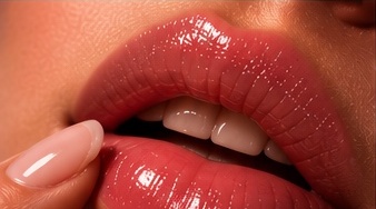 Close-up of glossy lips